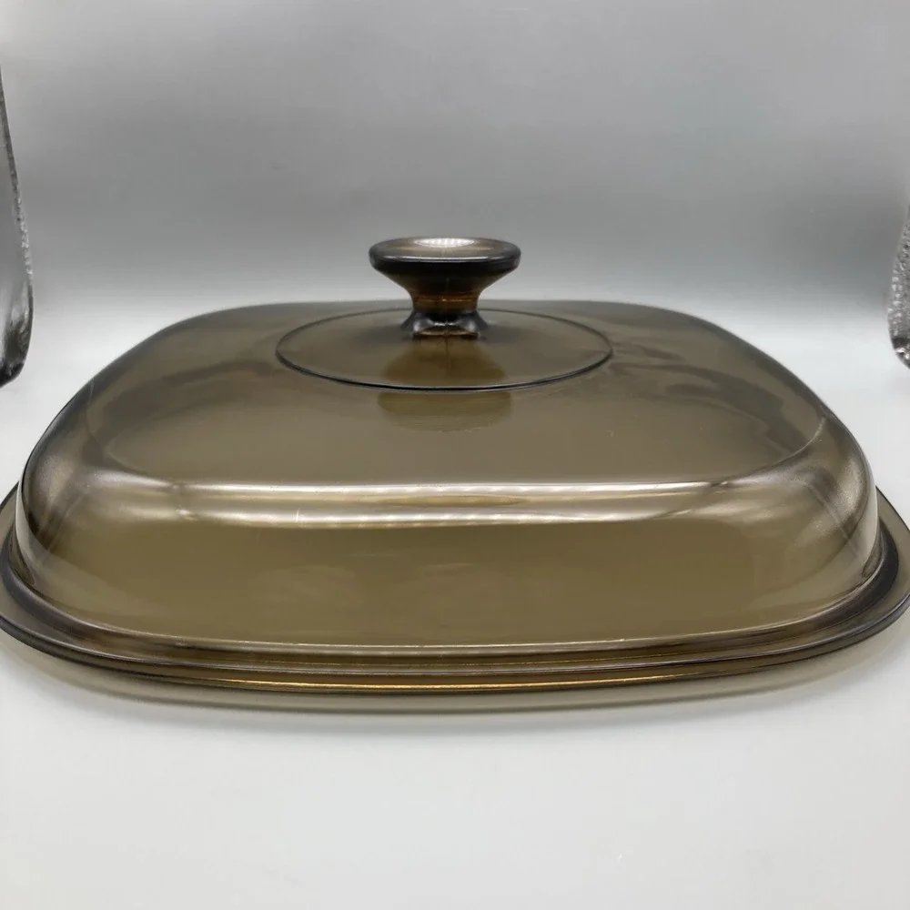 Vintage Pyrex Corning Ware Vision Smokey Amber Square Lid Only A-12-C 10